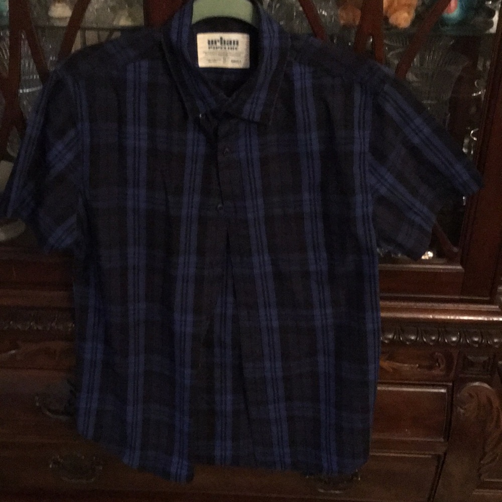 Blue plaid shirt. Gently used